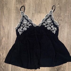 Love on a Hanger Black Camisole with White Lace